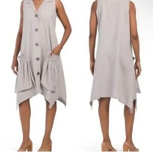 Linen Blend Lagenlook Shirt Dress